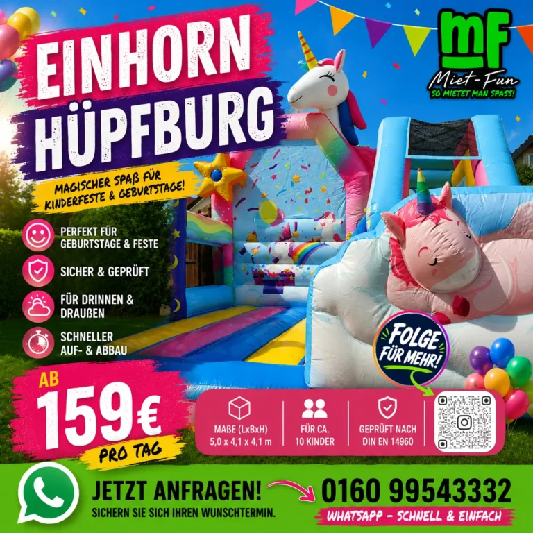 Einhorn-Hüpfburg in Bayreuth mieten